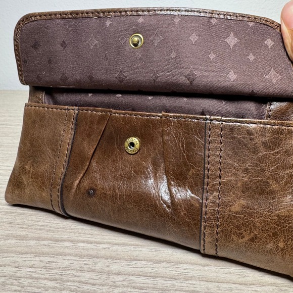 Fossil Long Live Vintage 1954 Emory Clutch Wallet Brown Leather - Picture 4 of 7